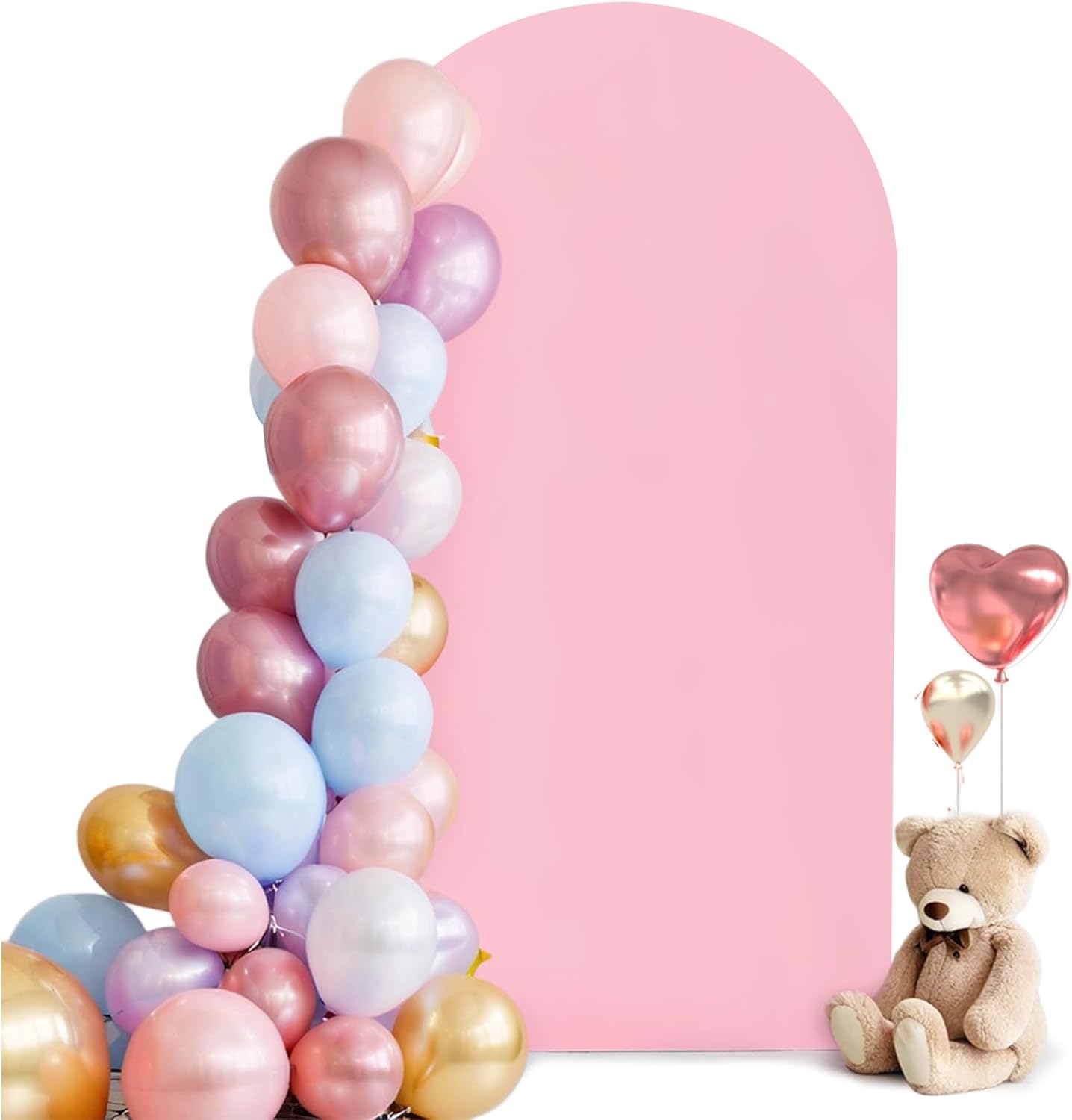 Detalle de HEMMOTOP Pink Arch Backdrop Cover 7.2 ft — Stretchy Spandex Arch Wrap for Balloons & Photos