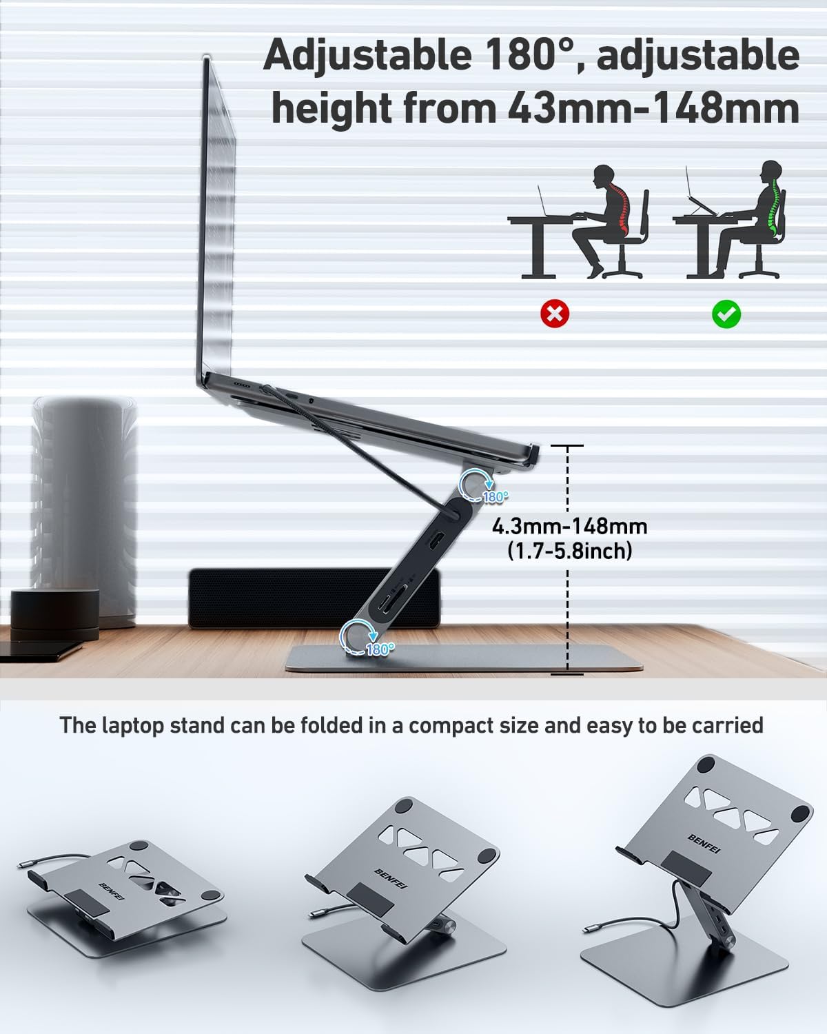 Thumbnail 6 de BENFEI Laptop Ständer mit 100W Power Delivery