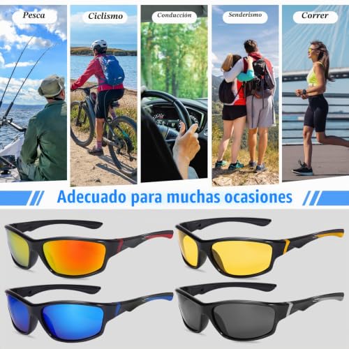 Thumbnail 9 de Beipegin: 4 Piezas de Gafas de Sol Polarizadas para Hombre, UV400, Diseño ligero para deporte