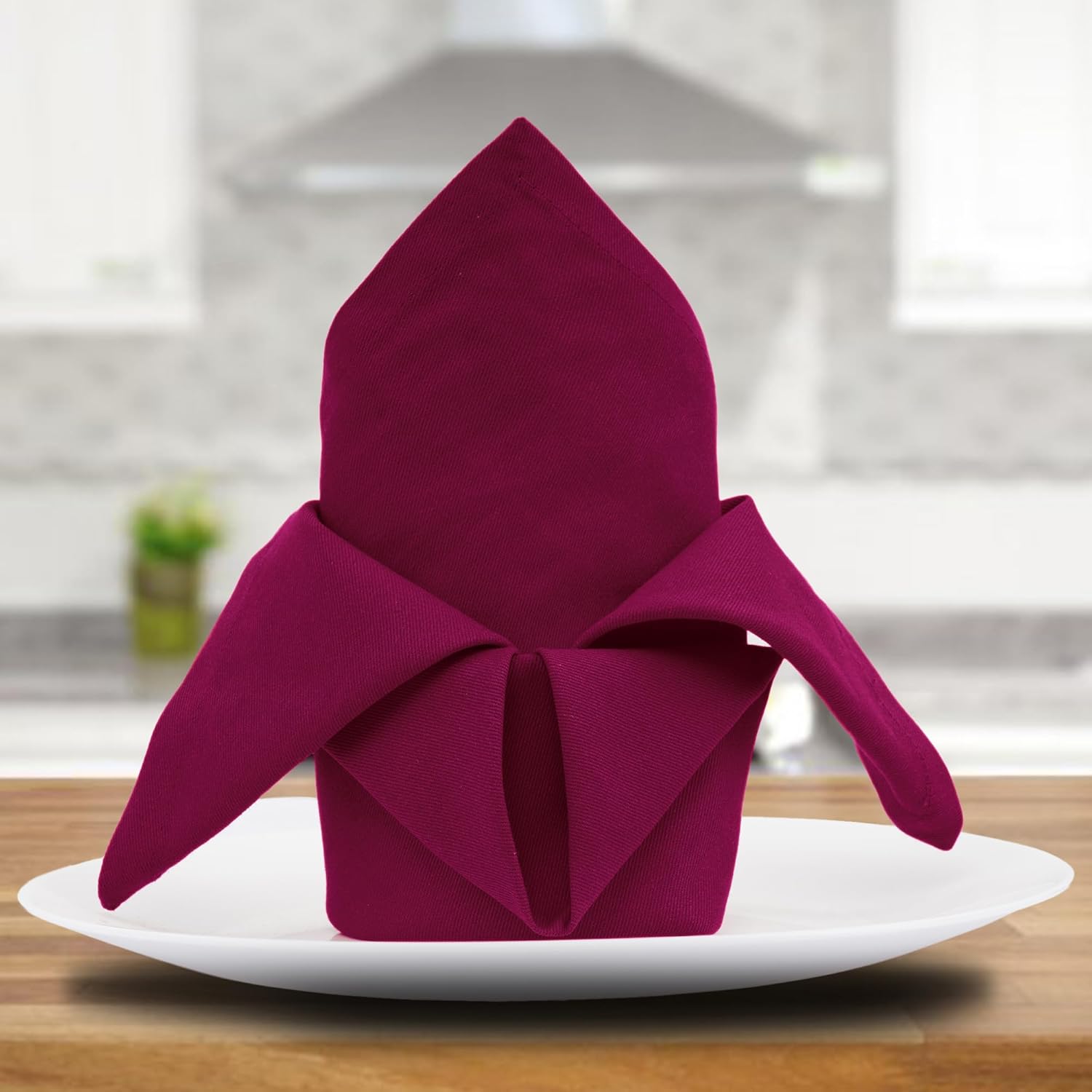 Thumbnail 3 de Sweet Needle 12-Pack 100% Cotton Oversized Dinner Napkins, Burgundy 45 cm x 45 cm