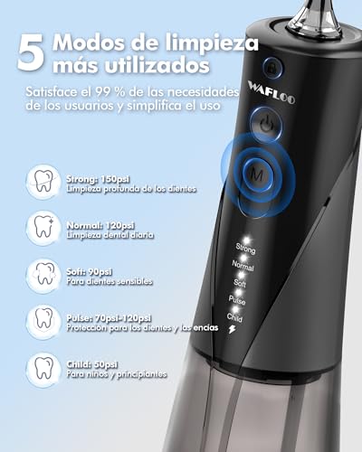 Thumbnail 1 de WAFLOO Irrigador Dental Portátil: 5 Modos, 6 Boquillas y Tanque de 300 ml para Casa y Viaje