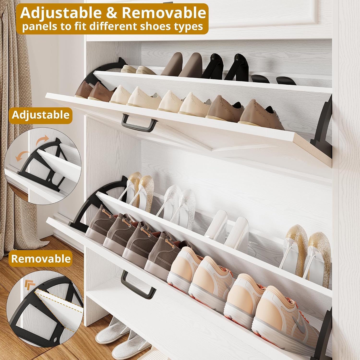 Thumbnail 4 de IRONCK Shoe Storage Cabinet with 2 Flip Drawers