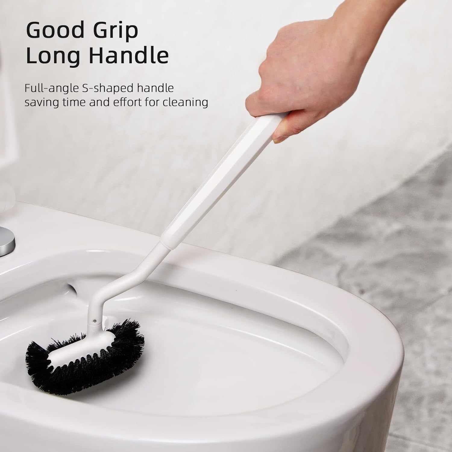 Detalle 1 de HAMITOR Curved Toilet Bowl Brush Set with S-Shaped Under-Rim Head