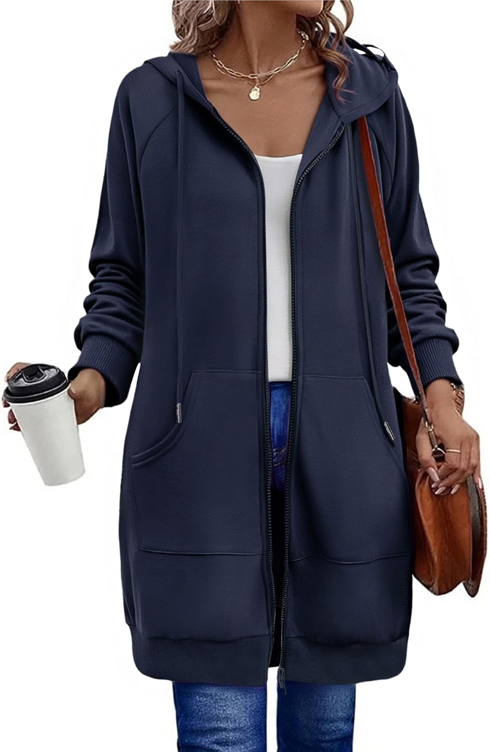 Detalle de Zeagoo Women's Zip Up Hoodie oversized fleece jacket