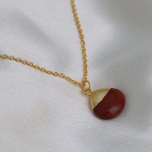 Detalle 2 de Gempires Natural Red Jasper Crystal Pendant, Pear Drop Necklace