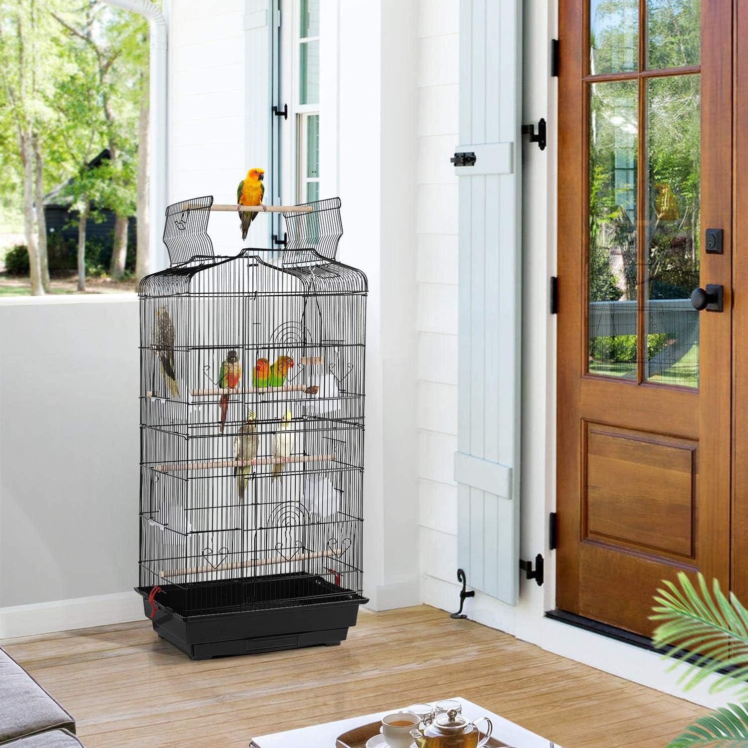 Detalle 2 de Yaheetech 104cm Metal Parrot Cage