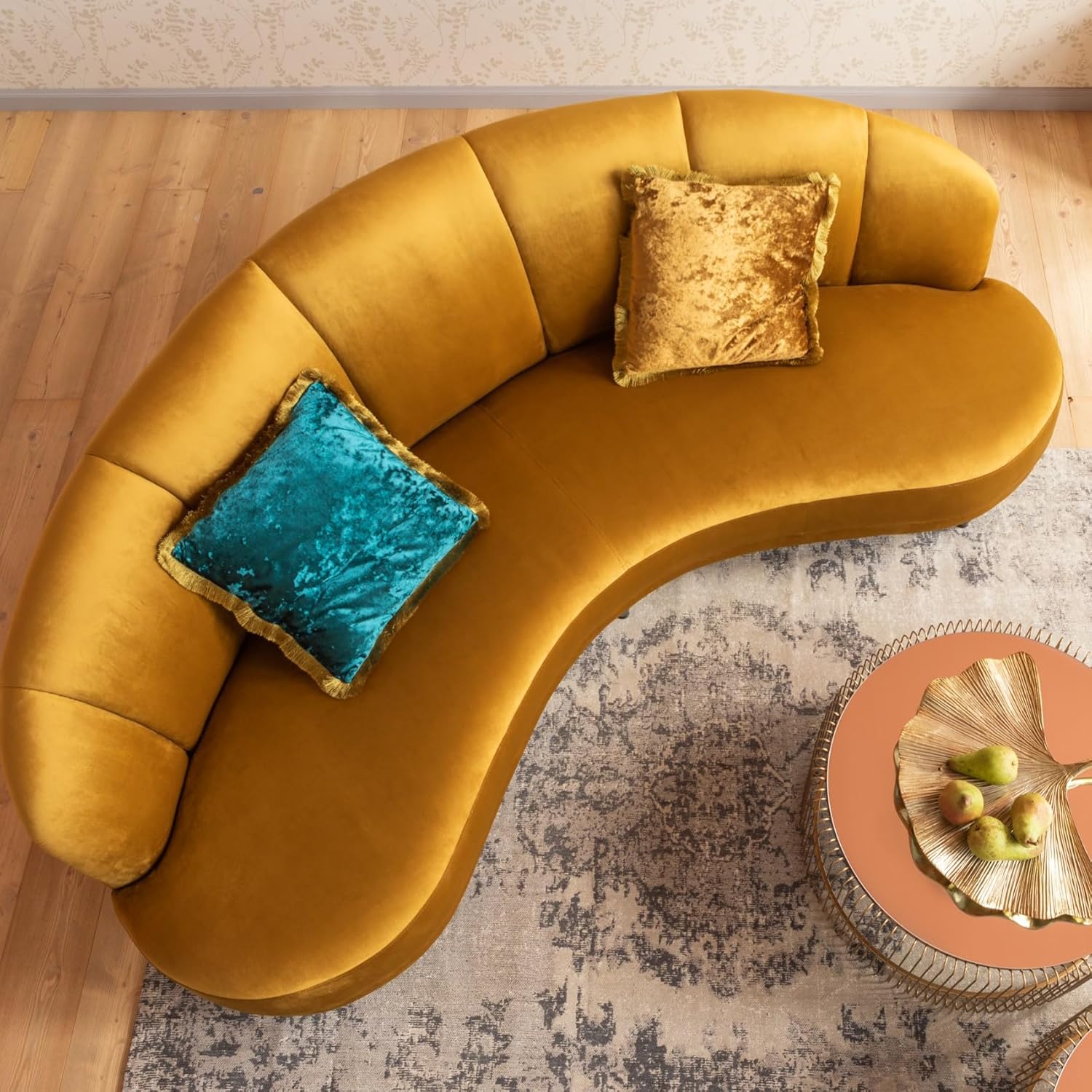 Detalle 2 de Kare Design Cannes Cojín Amarillo con Flecos 🟡