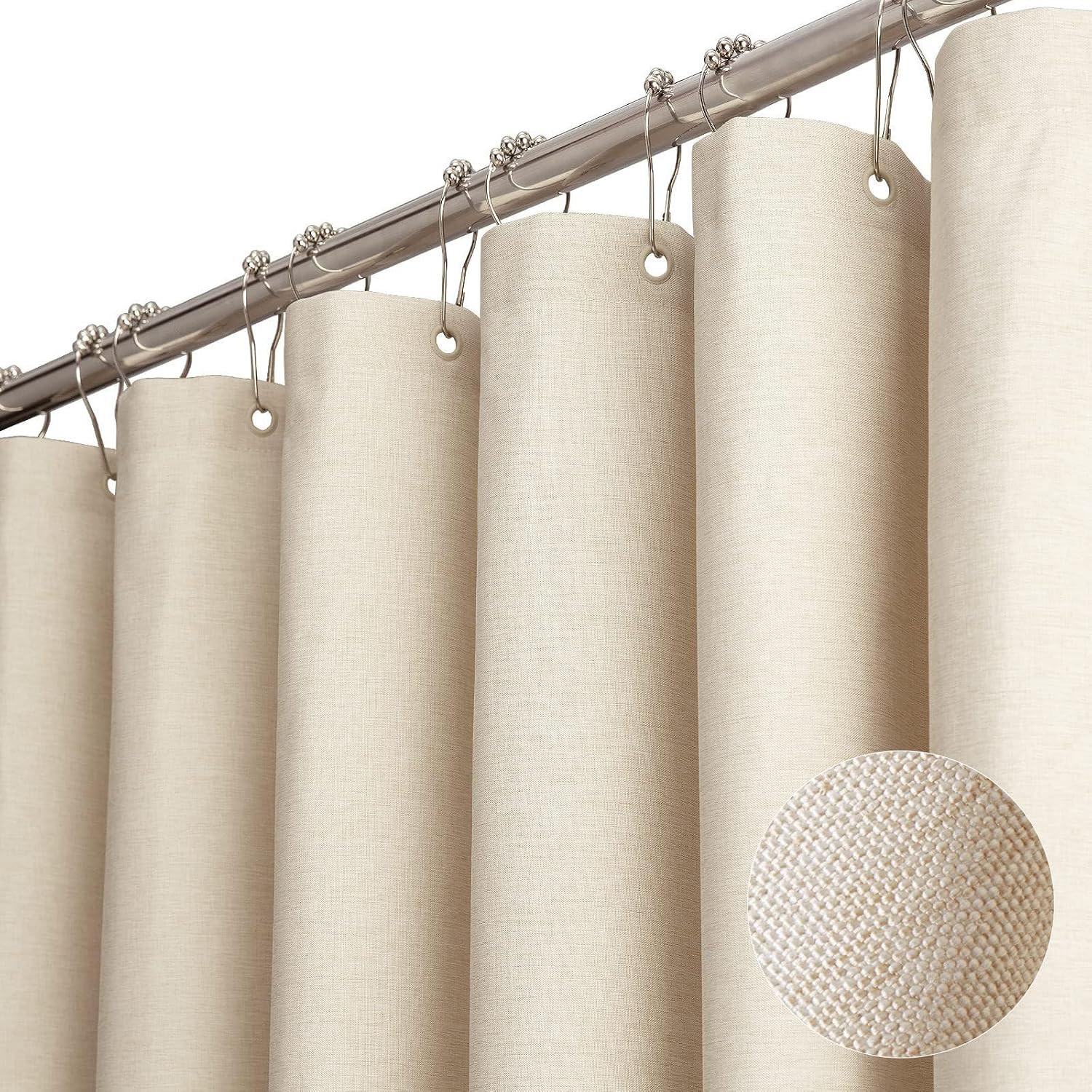 Detalle de Votoko B08-322 douchegordijn 180 x 200 cm, beige polyester, waterafstotend
