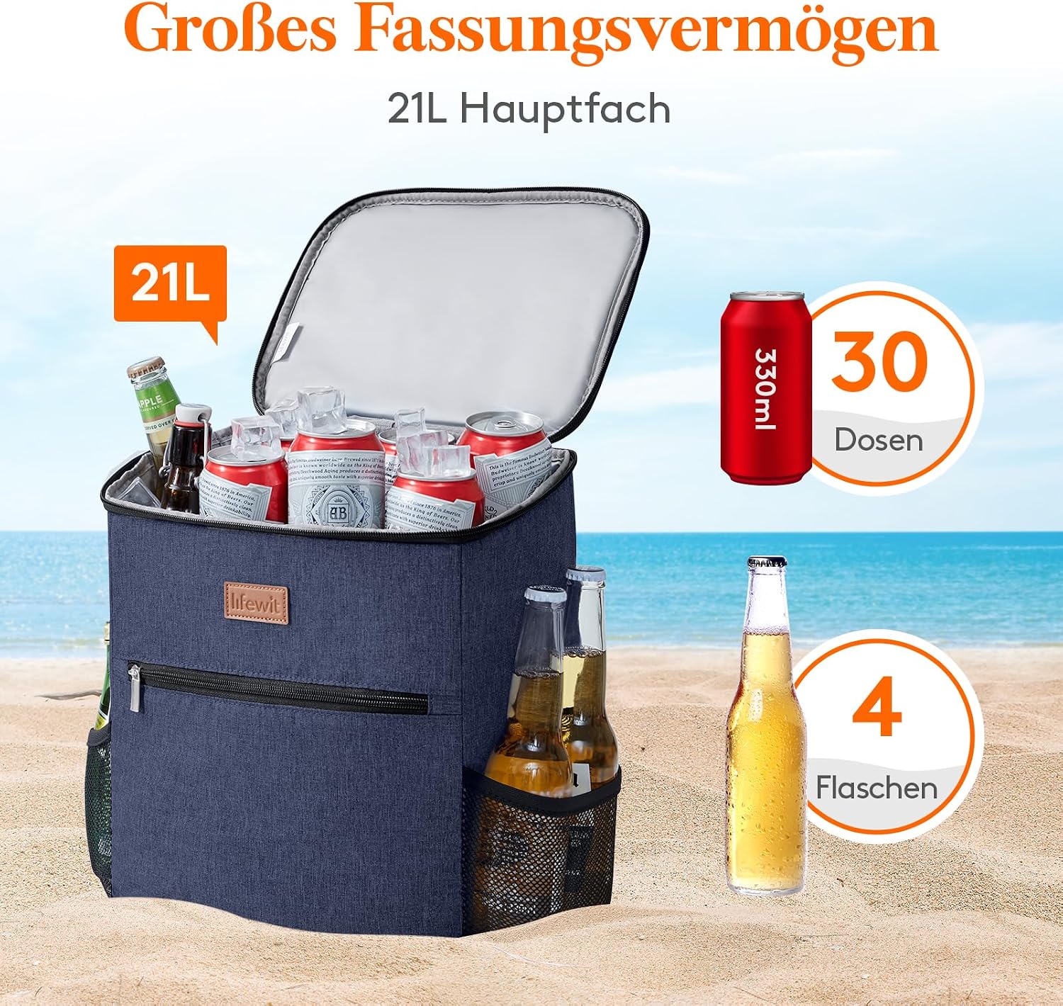 Detalle 2 de Lifewit 21L Kühlrucksack 30 Dosen