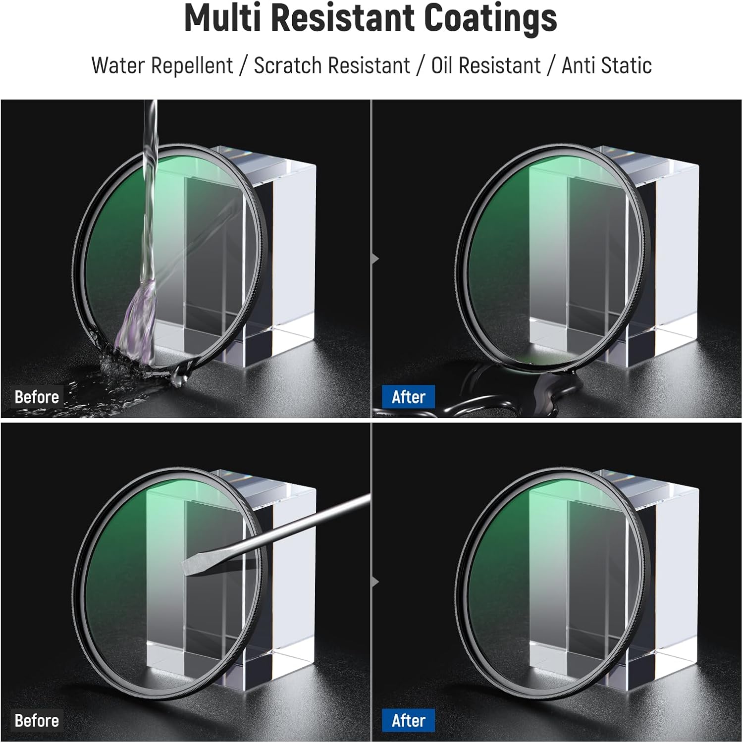 Detalle de NEEWER Filtro UV MC 67mm con Copriobiettivo: protezione ottica robusta e rivestimenti nano