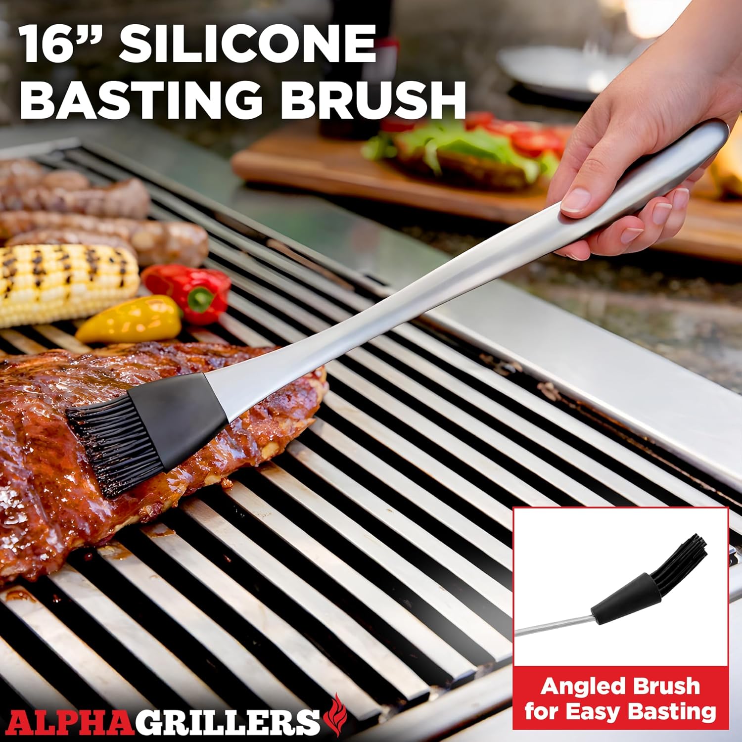 Thumbnail 6 de Alpha Grillers Grilling Accessories Tool Set (Spatula, Fork, Brush & Tongs) — BBQ Grill Utensils Gift Set