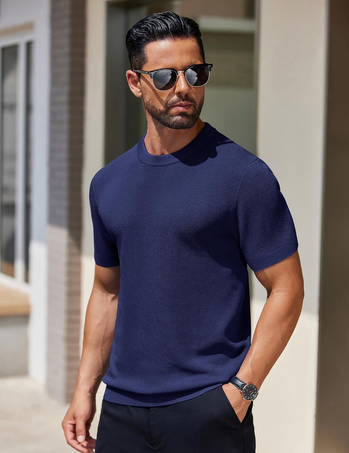 Detalle 2 de COOFANDY T-Shirt Uomo Girocollo estiva