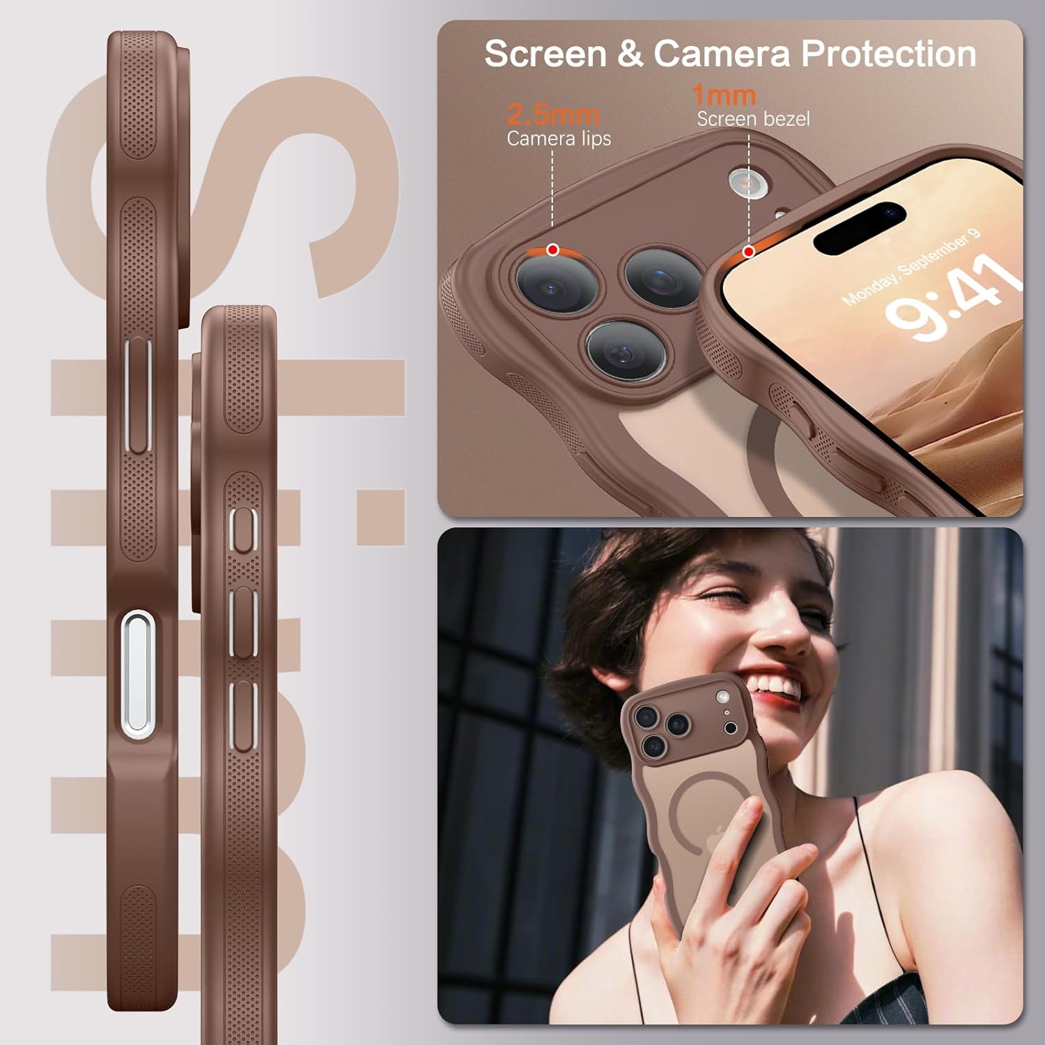Thumbnail 1 de BENTOBEN Hülle für iPhone 17 Pro Max (Mag-Safe kompatibel) Wave – dünn, matt, braun
