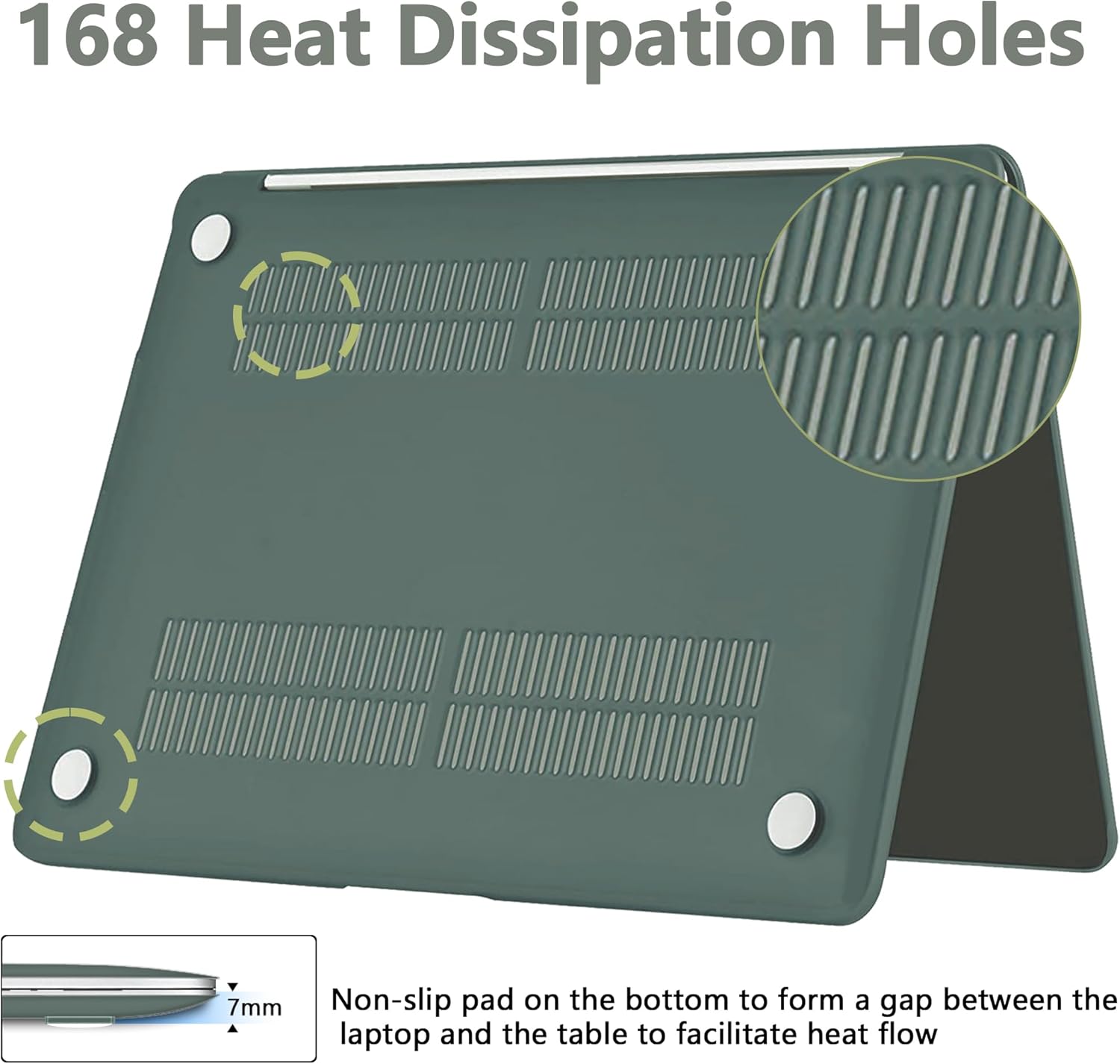 Thumbnail 3 de NPUOLS Hülle für MacBook Pro 14 Zoll (2026–2021) Ultradünne Hartschale Dunkelgrün – Modelle A3426, A3427, A3434, A3112, A3401, A3185, A2992, A2918, A2779, A2442