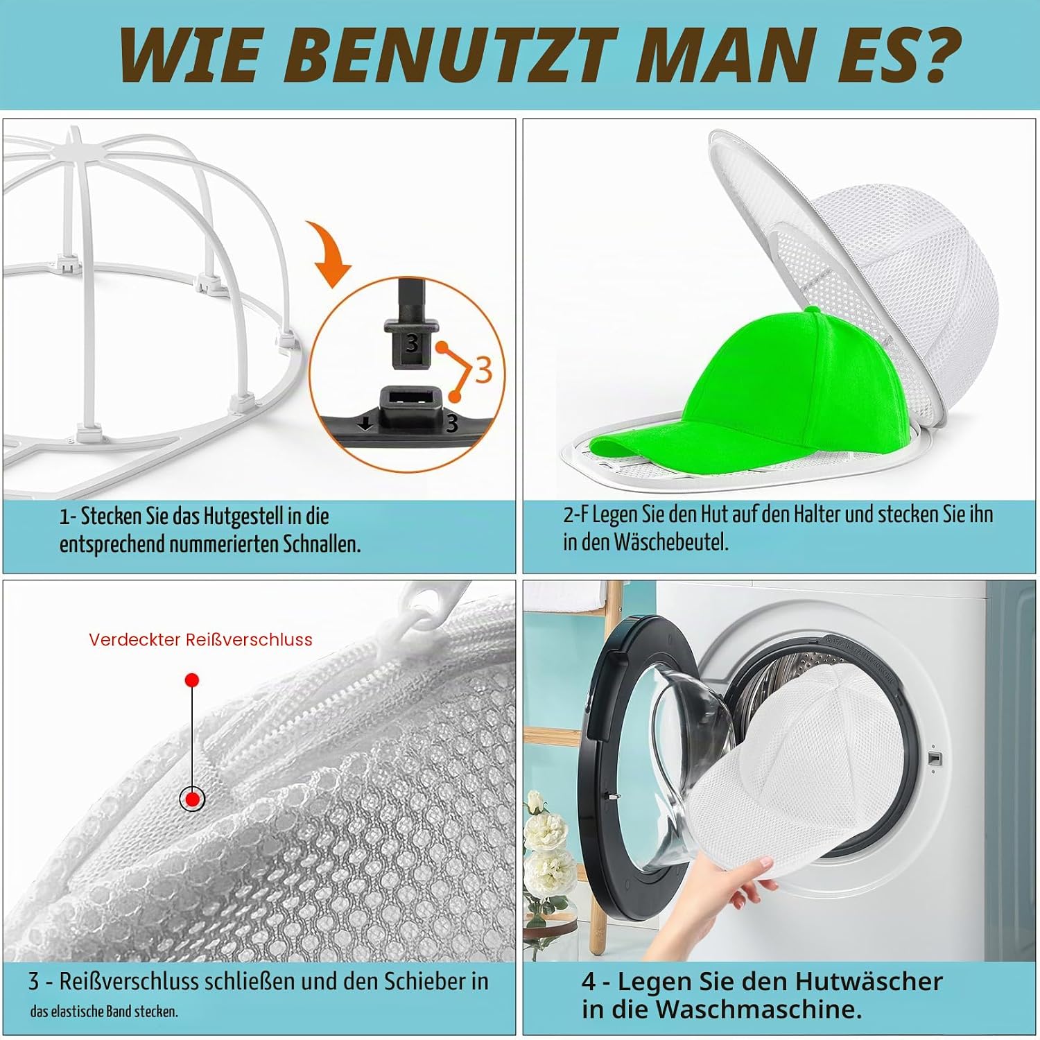 Thumbnail 4 de Coopache 2 Stück Wäschesack Cap Gestell zum Waschen – Kappenwaschanlage aus PP