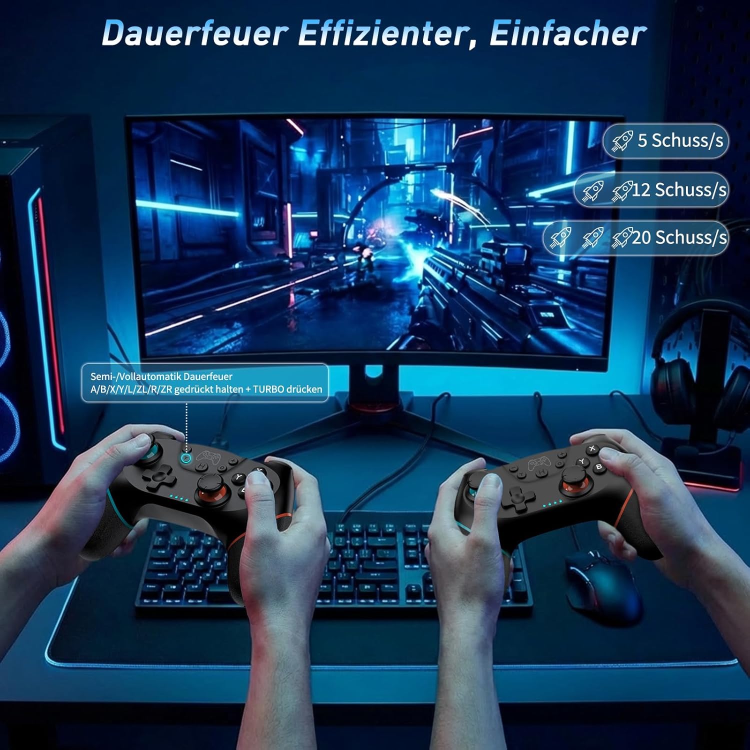 Detalle 2 de Reddening Switch 2 Controller im 2er-Set – Pro Controller mit Turbo, Gyro und Wake‑Up für Switch-Familie und PC