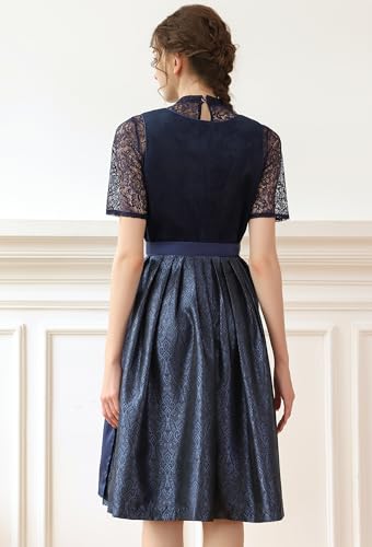 Thumbnail 5 de EIISSION Dirndl Damen midi Lang Blau – 3-Teiliges Trachtenset (Kleid, Bluse, Schürze)
