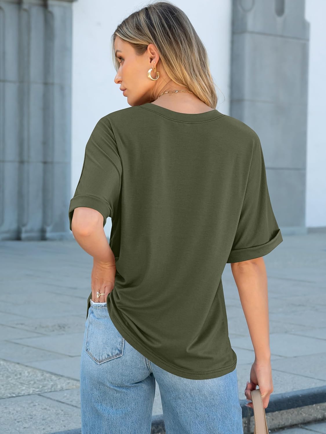 Detalle de ANRABESS Women Oversized T Shirts Short Sleeve Summer Casual Loose Top Basic Tee with Pocket