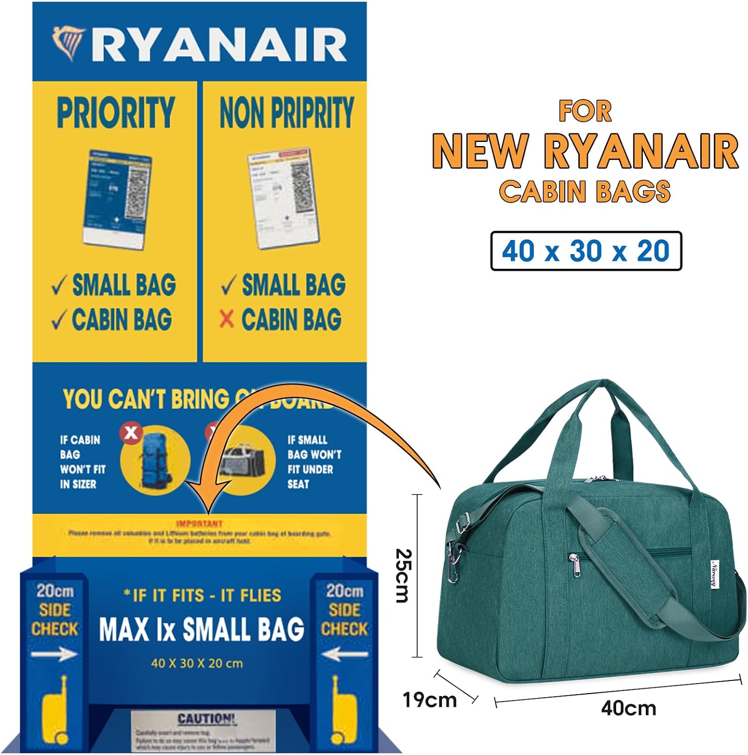 Detalle de Narwey T3301 Sac de voyage 20L 40x19x25