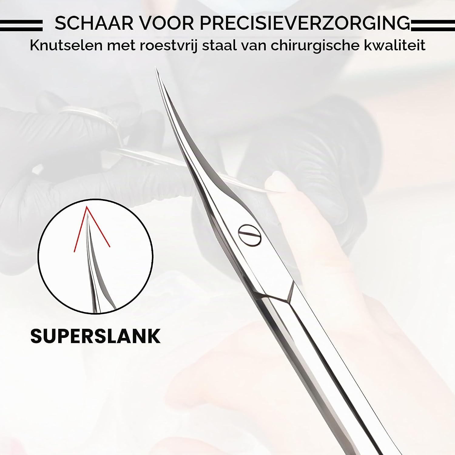 Detalle 2 de ASIPRO nagelriemschaar met gebogen punt, roestvrij staal en etui