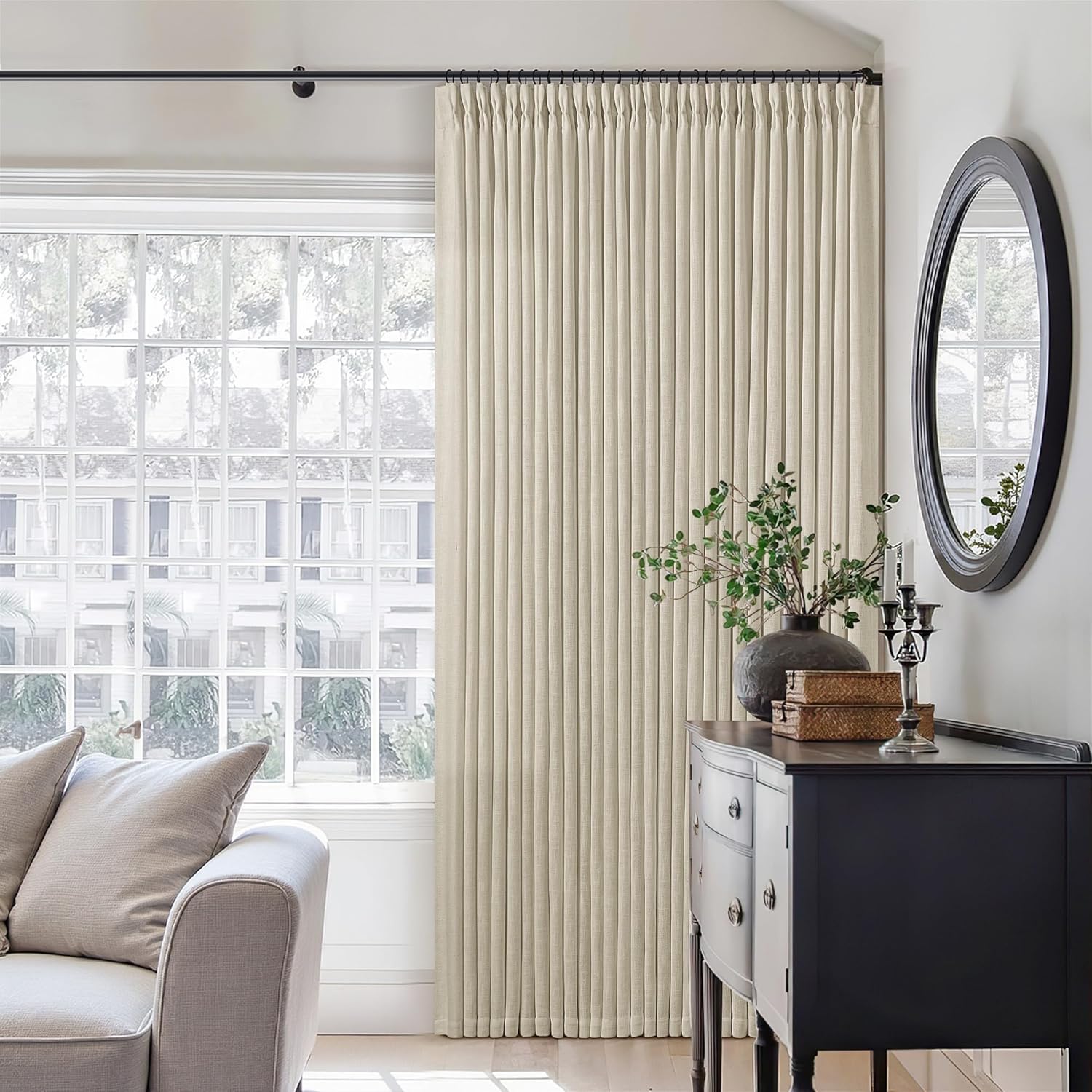 Thumbnail 5 de TWODRAPES Linen Pleated Curtains with Memory, 2 Panels (40 x 90 inches) — Semi-Sheer, Thick Linen Blend