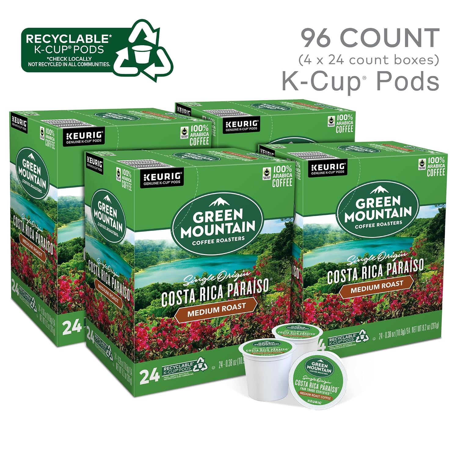 Detalle de Green Mountain Costa Rica Paraiso K-Cup Coffee Pods, Medium Roast, 96 Count