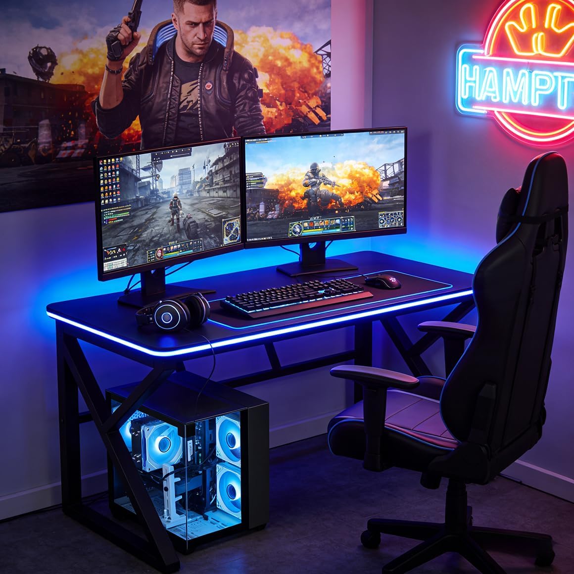 Detalle de WIWB Gaming PC Desktop: Ryzen 7 5700X + RTX 5060 (16GB/1TB NVMe) Prebuilt Tower