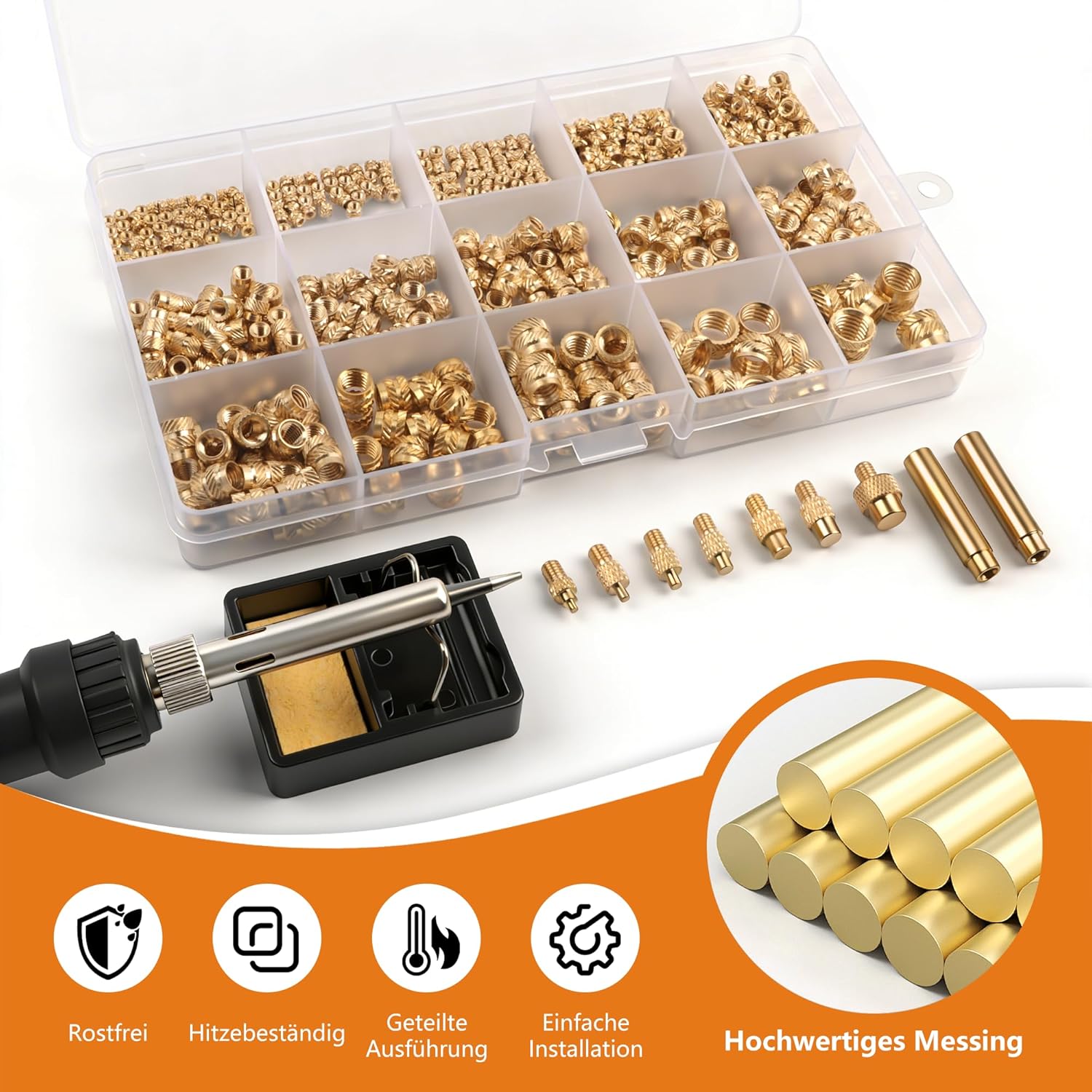Detalle 2 de 450 Stk Gewindeeinsätze Lötspitzen Set mit LCD-Lötkolben – 80 W, 7 Spezialspitzen, Adapter & Ständer