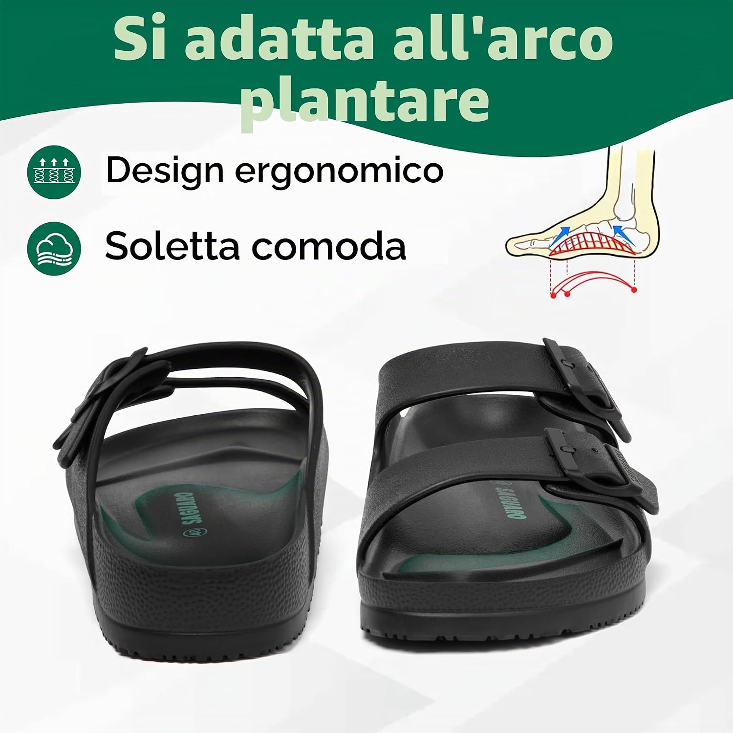 Detalle de SAGUARO Eva Ciabatte Uomo Donna Pantofole Antiscivolo EVA Nero 43 EU