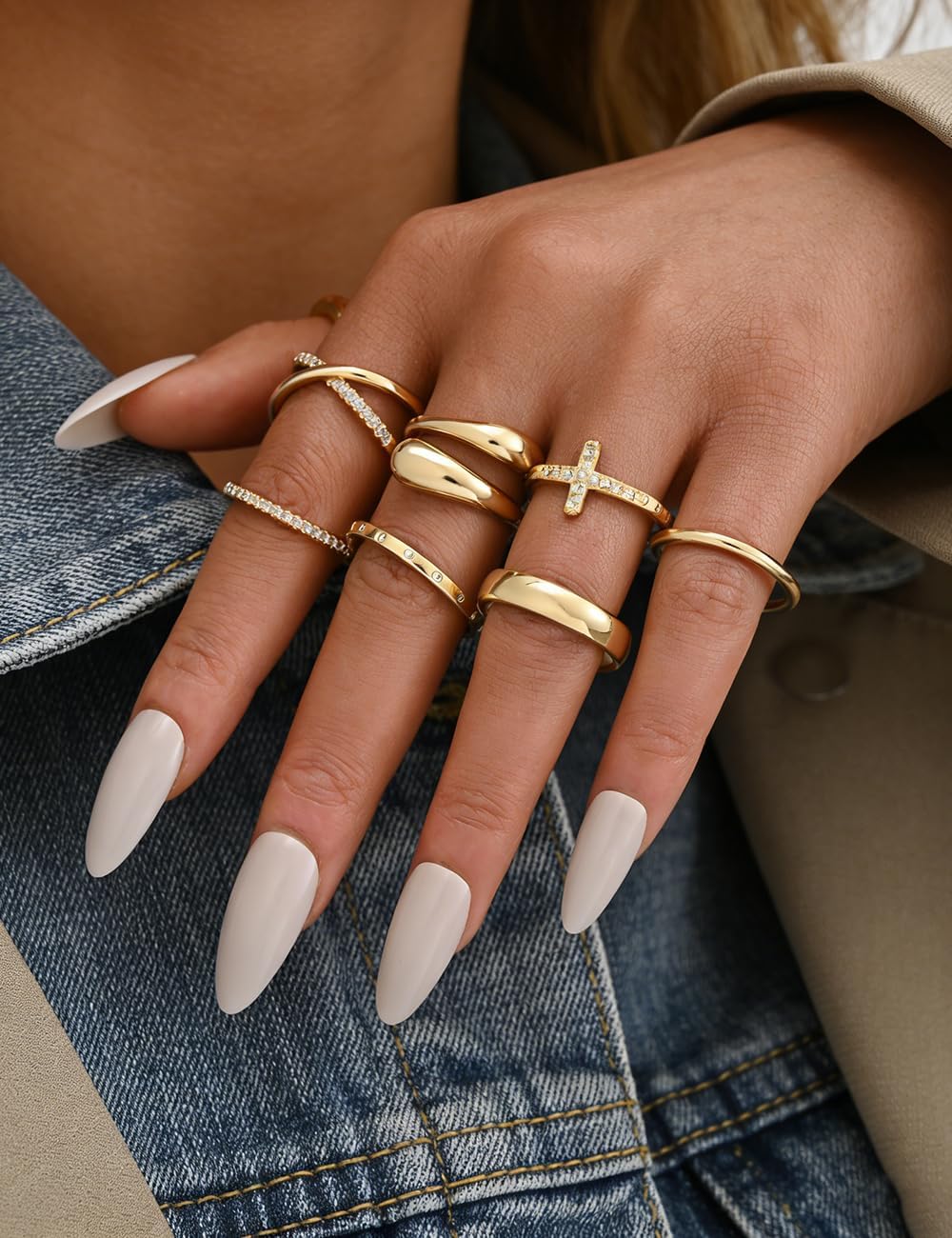 Detalle 1 de iF YOU Gold-Plated Ring Set, Size 4.5–10