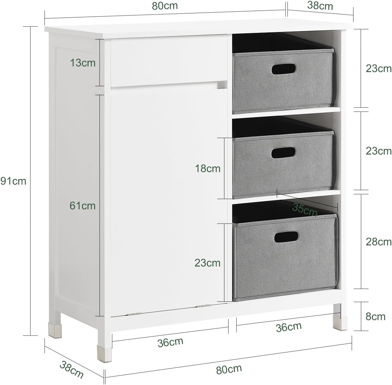 Detalle de SoBuy BZR77-W Armoire 80x91x38 cm