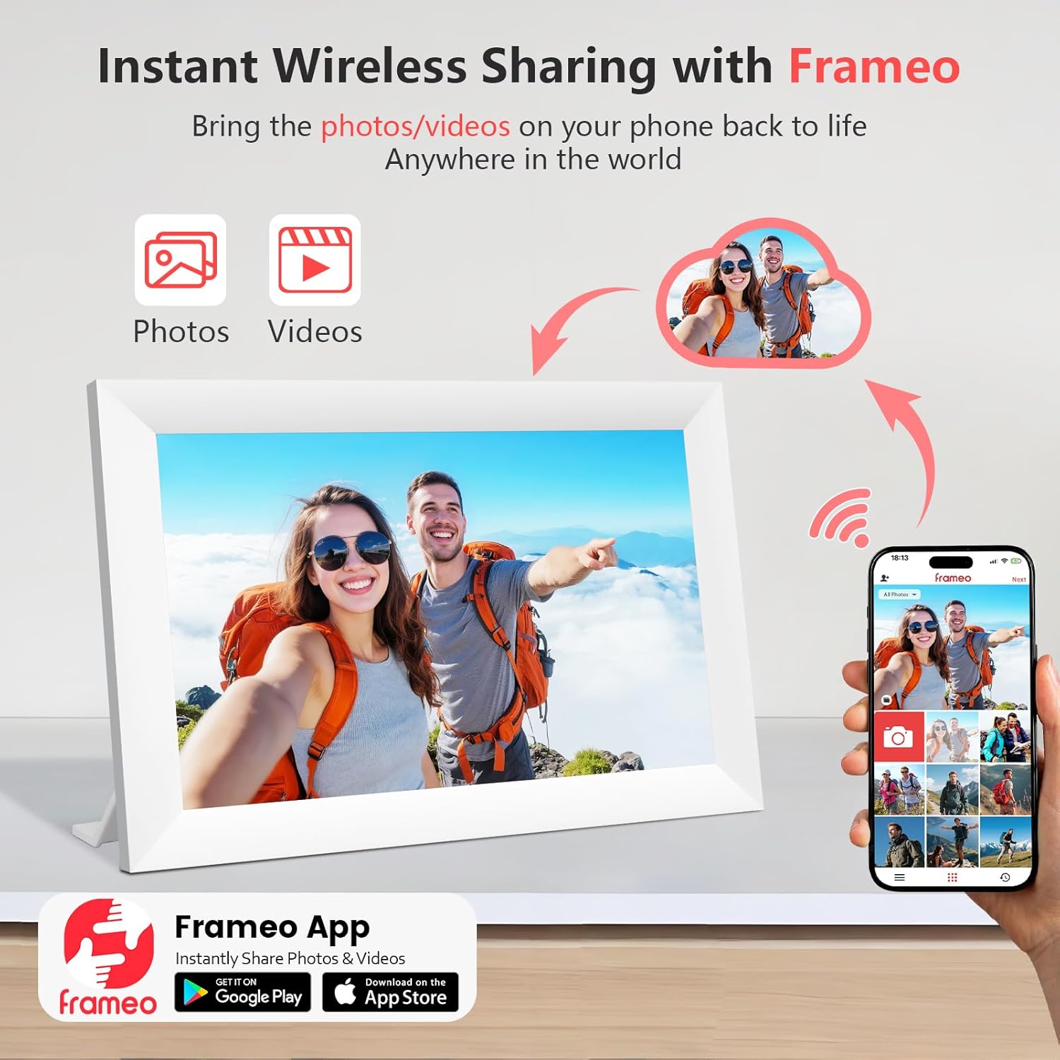 Detalle de Hesmor 64GB Frameo 10.1-Inch WiFi Digital Photo Frame