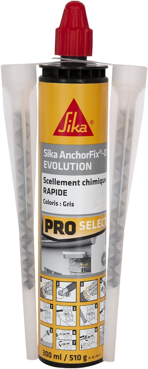 Detalle de Sika Anchorfix 01 Evolution Gris – Scellement chimique rapide pour multi-matériaux (300 ml)