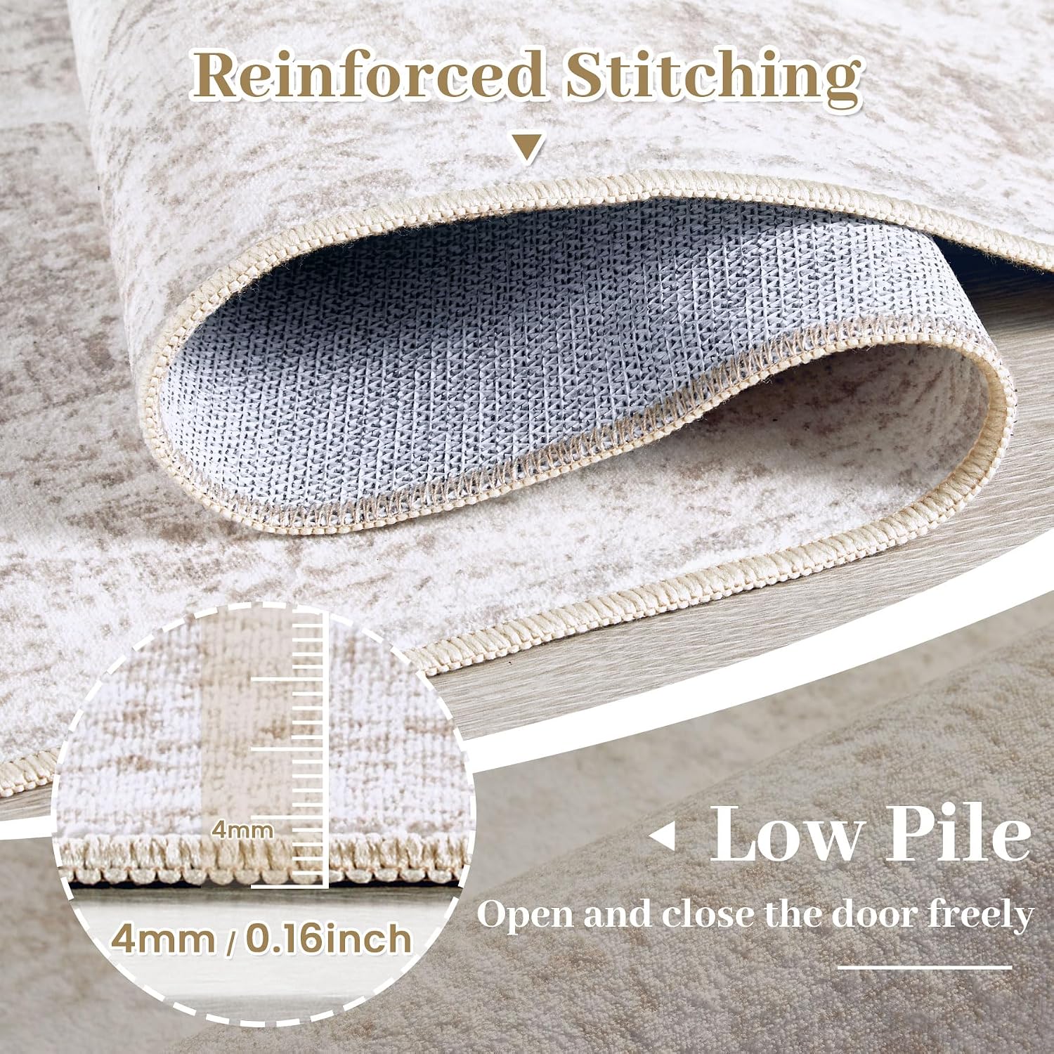 Thumbnail 6 de XLUEZ 5'x7' Vintage Area Rug, Machine Washable 🧾