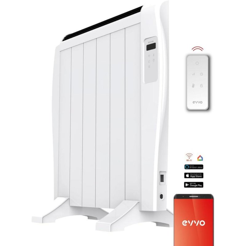 Detalle de Radiador Eléctrico Evvo Home C6 900W: calefacción inteligente, compacto y con control por voz