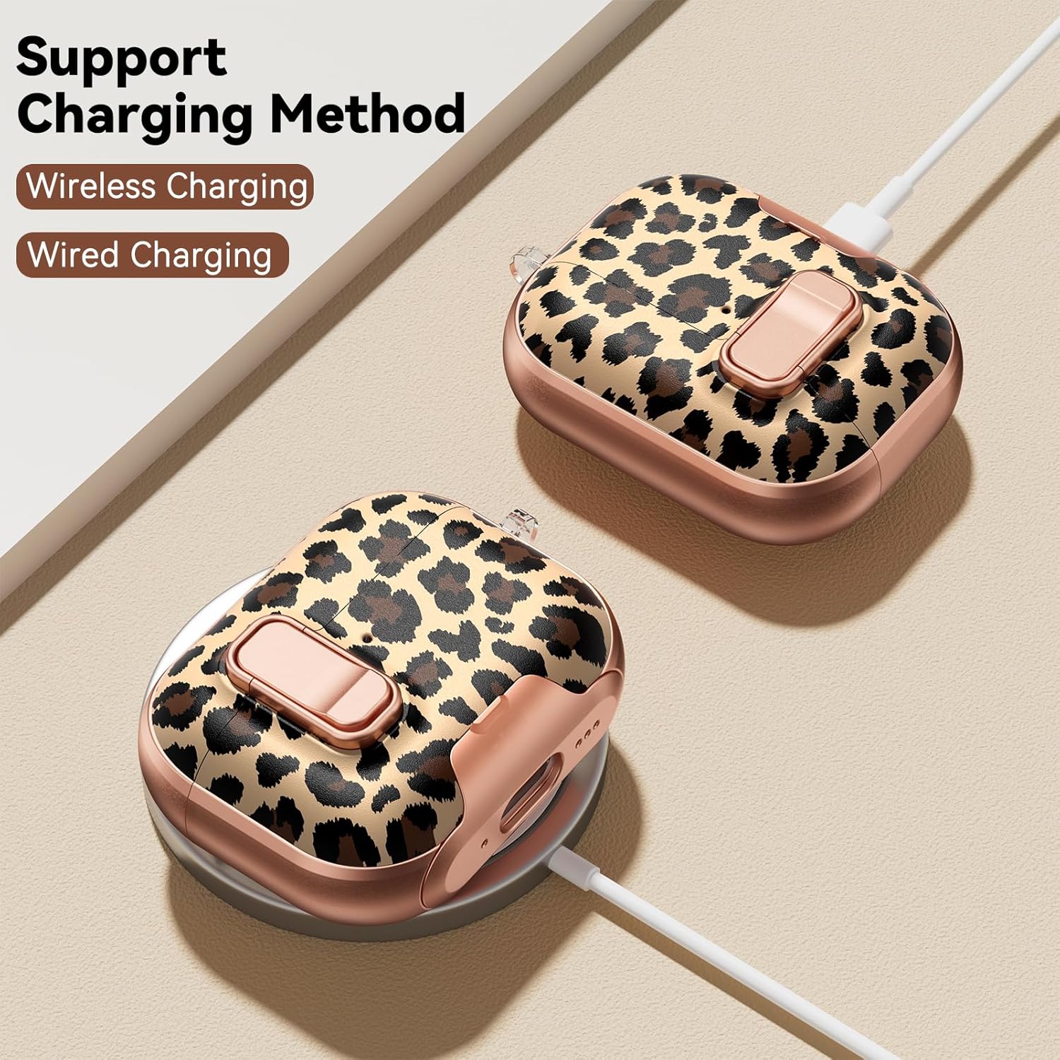 Thumbnail 5 de Polislime AirPods Pro 3 Case (2025) with Safety Lock, Phone Stand & Leopard Print