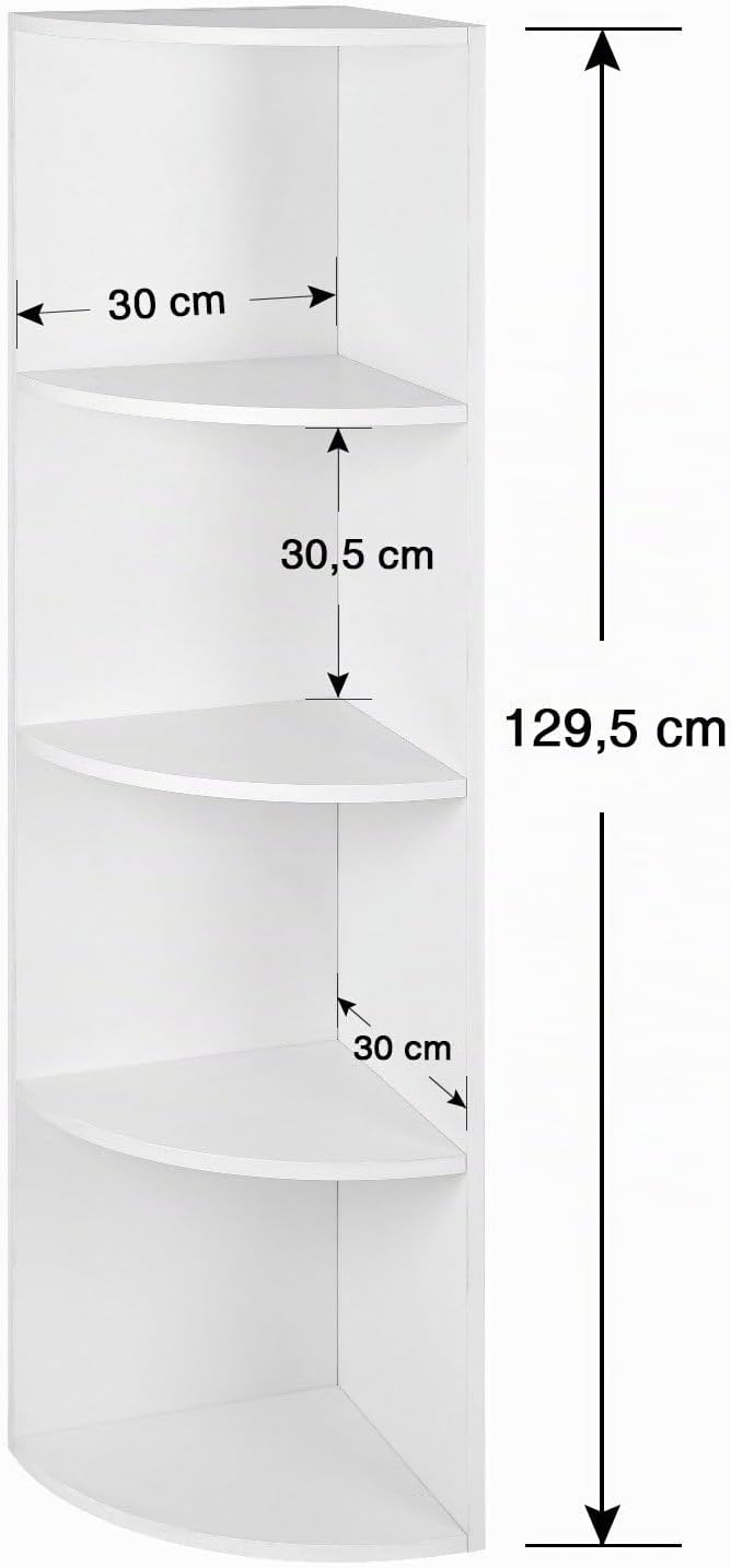 Detalle de VASAGLE CUSTOS Collezione – Libreria Angolare a 4 Livelli, design bianco, robusta e pratica