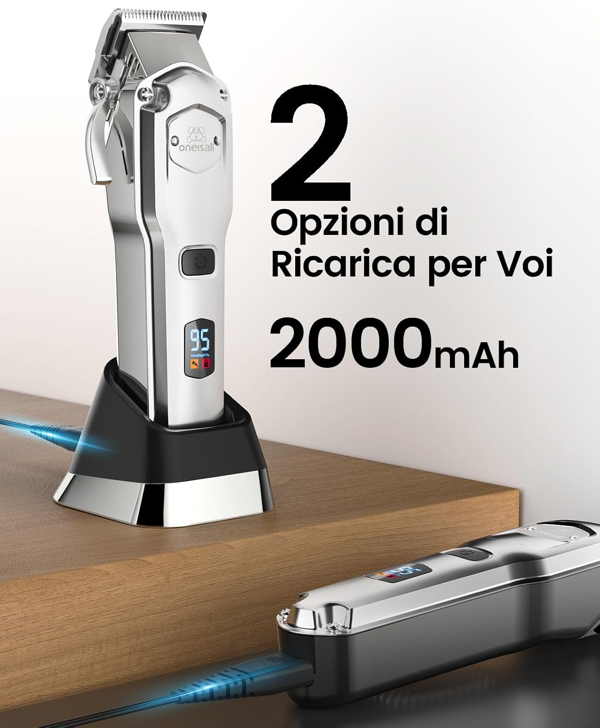 Detalle 2 de Oneisall Tosatrice per cani professionale senza fili: tagli precisi, silenziosa e ricaricabile