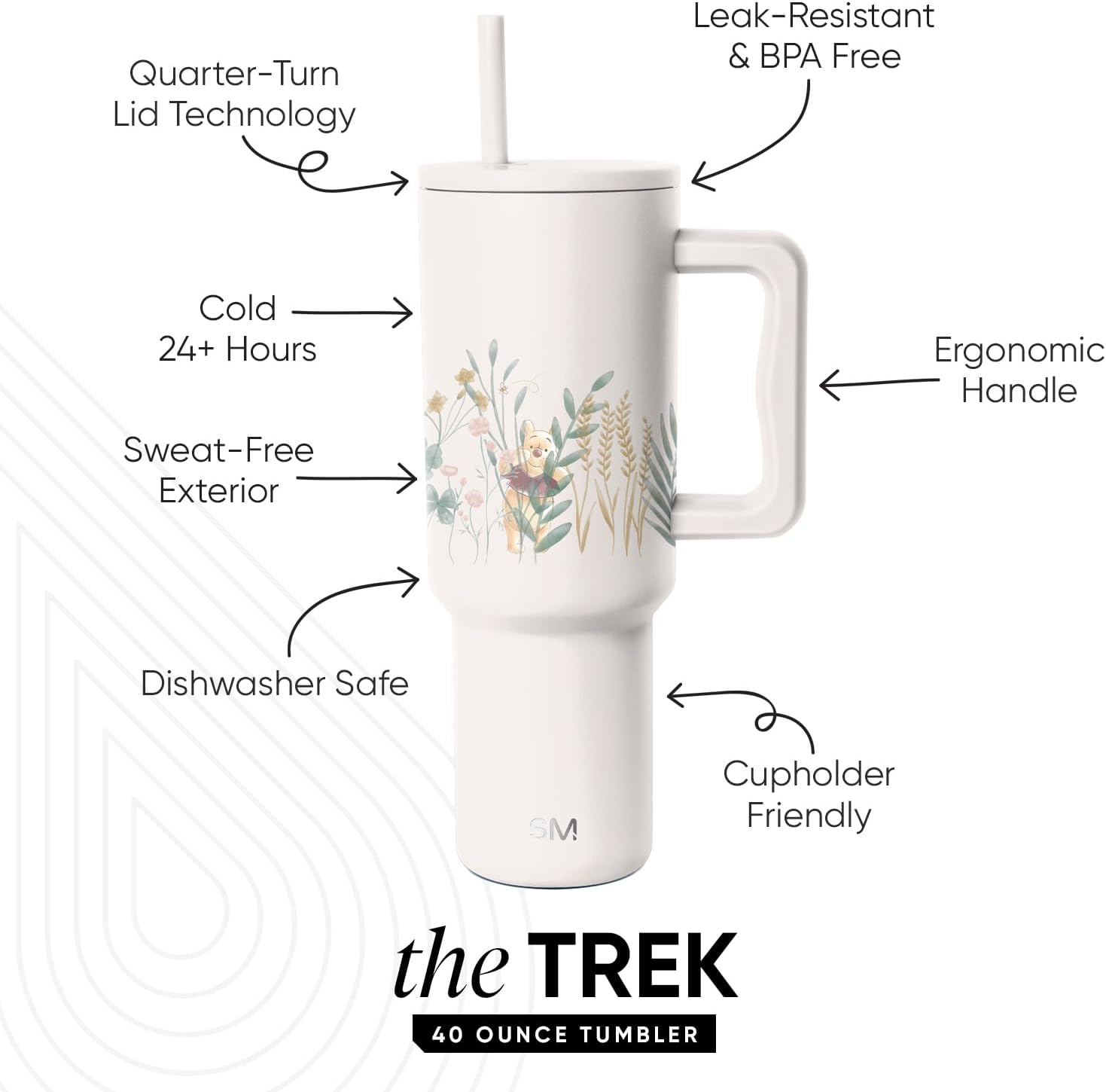 Thumbnail 1 de Simple Modern Disney 40 oz Tumbler with Handle & Straw Lid (Trek Collection) — Winnie the Pooh