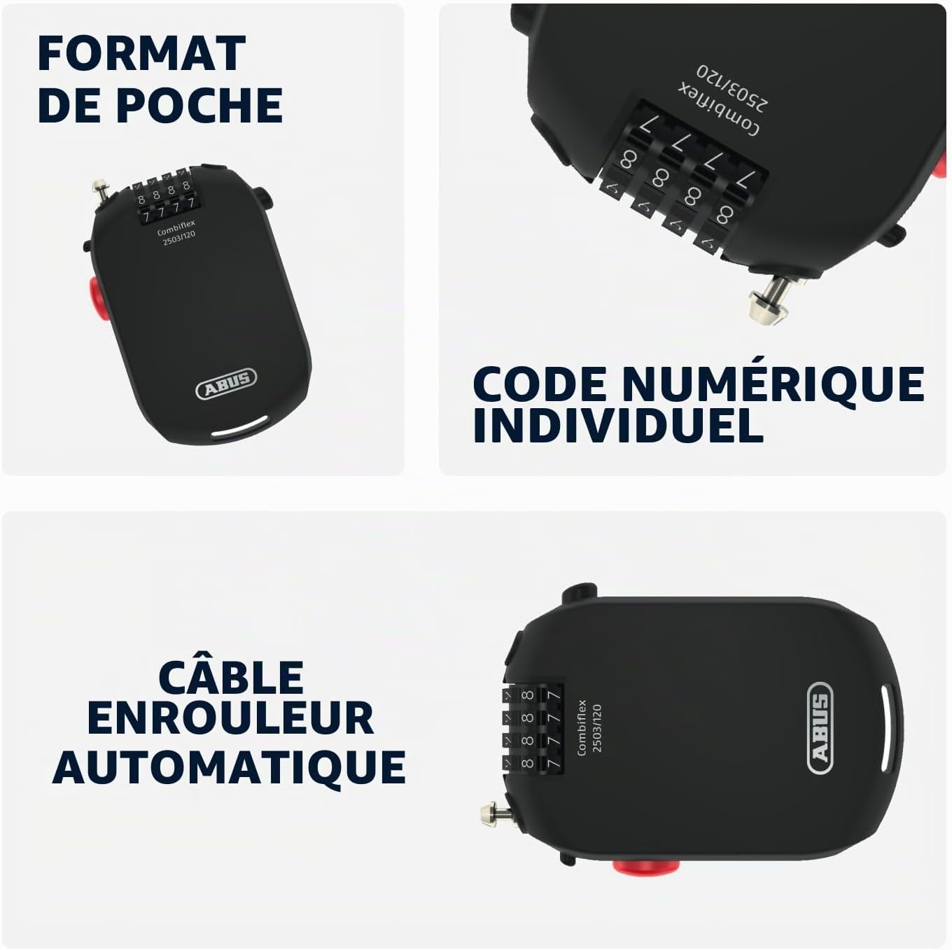 Thumbnail 2 de ABUS Antivol Combiflex 2501/65 : antivol léger à code pour bagages, skis et casques