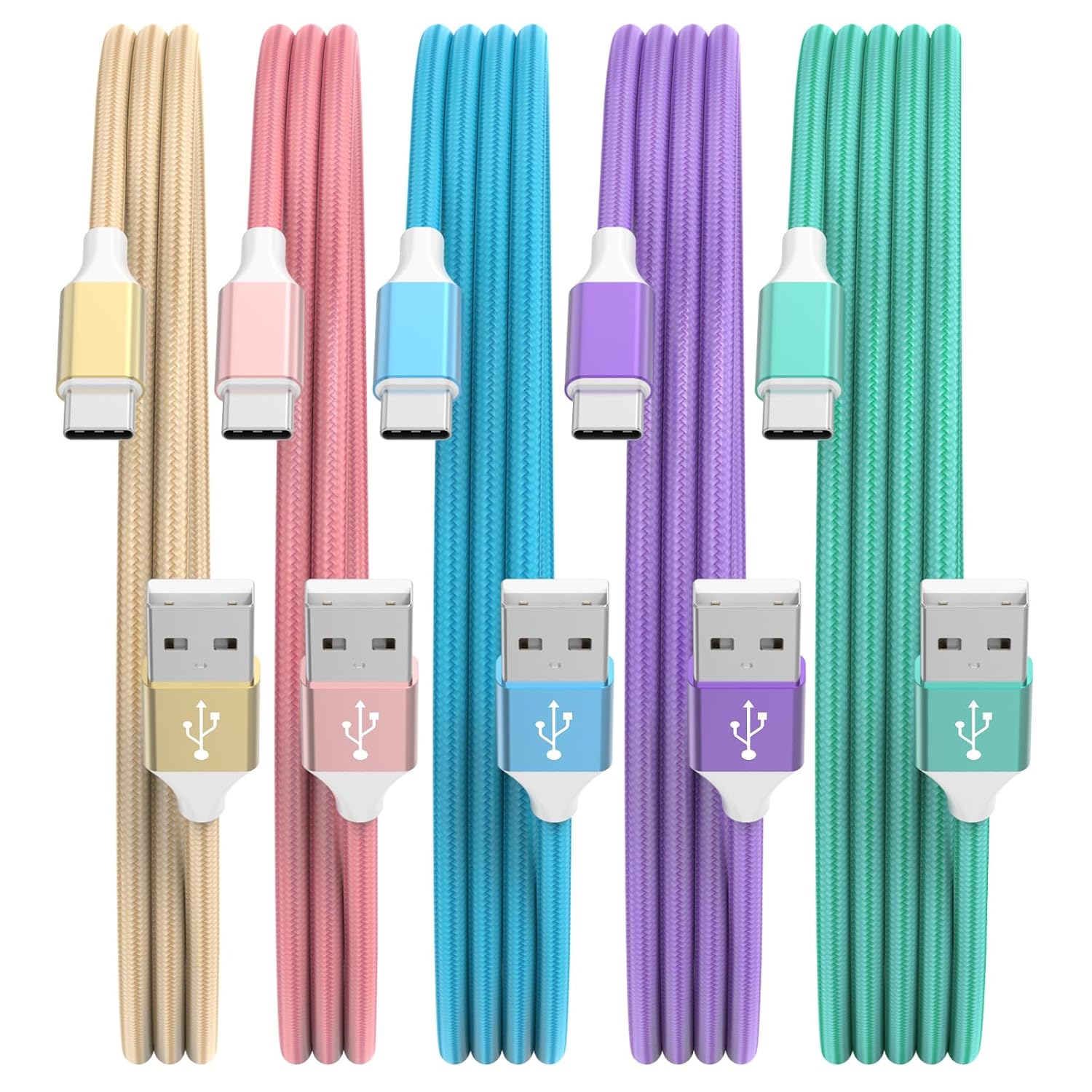 Detalle de HKYUSHINE USB C Charger Cable 5-pack 3/3/6/6/10ft