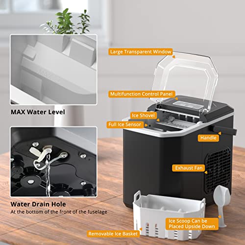 Thumbnail 1 de Máquinas para Hacer Hielo Portátil Negro Vpcok Direct (12 kg/24h, 1,5 L) — 2 tamaños de cubitos y autolimpieza