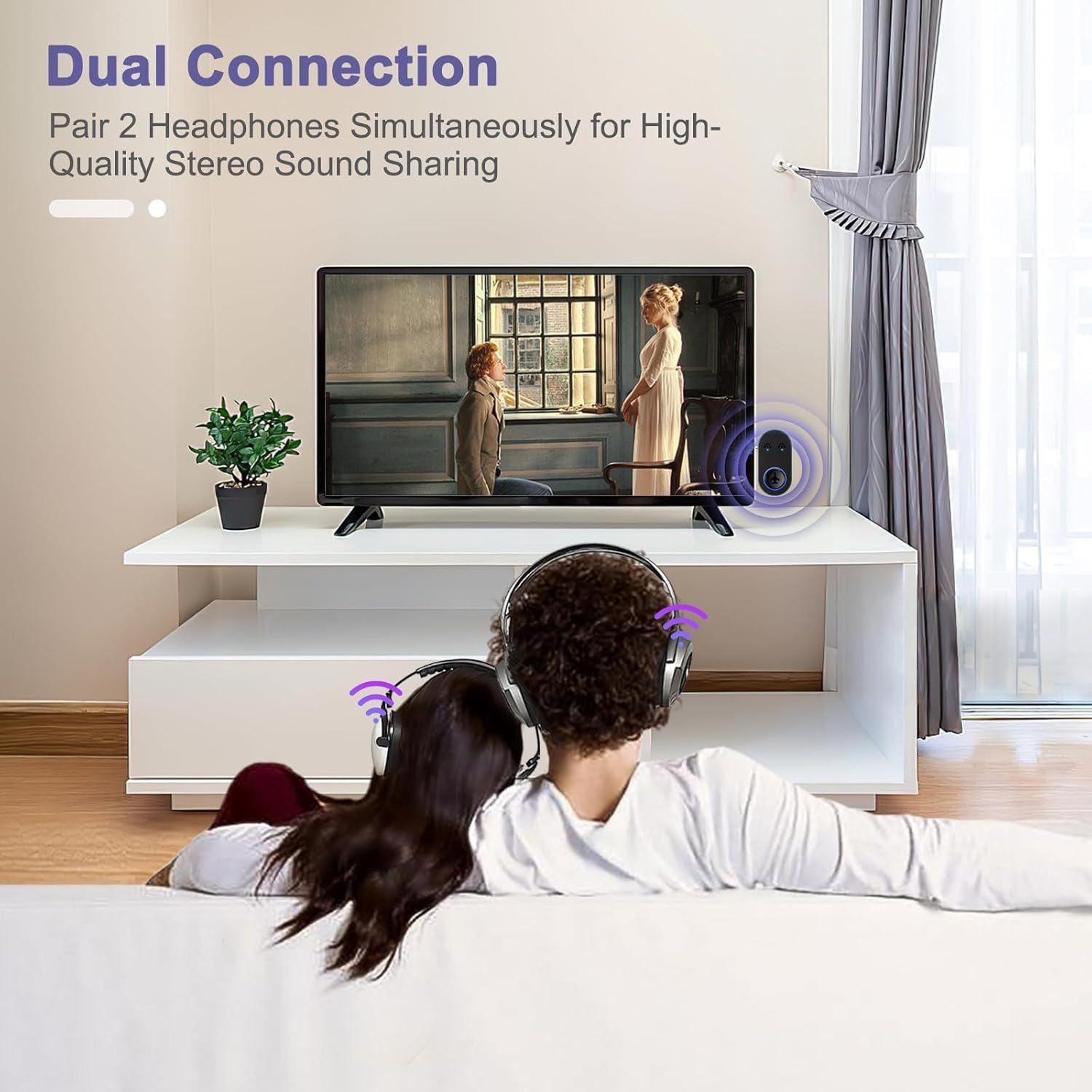 Detalle de OQIMAX Bluetooth 5.3-audiozender met 3,5mm-aansluiting, dubbele verbinding en 16 uur