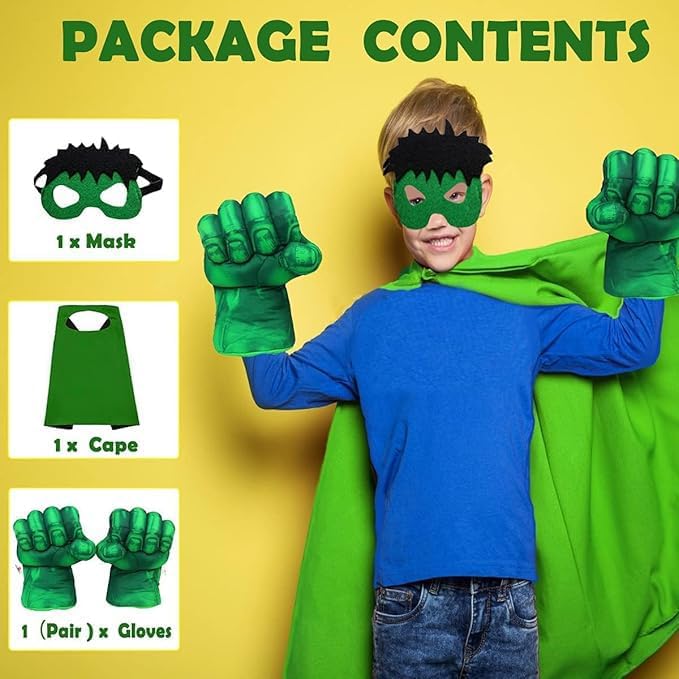 Thumbnail 4 de NuGeriAZ Superhero Hands Plush Costume Gloves with Cape, Green Design