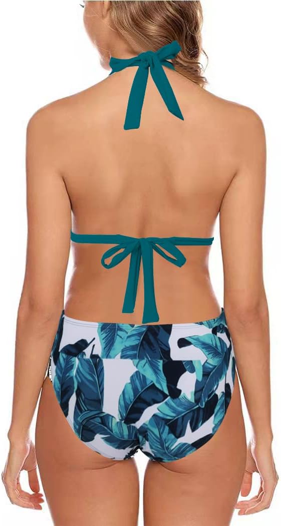 Detalle de Aidotop Damen Bikini-Set (Triangel) mit Neckholder und abnehmbaren BH-Polstern