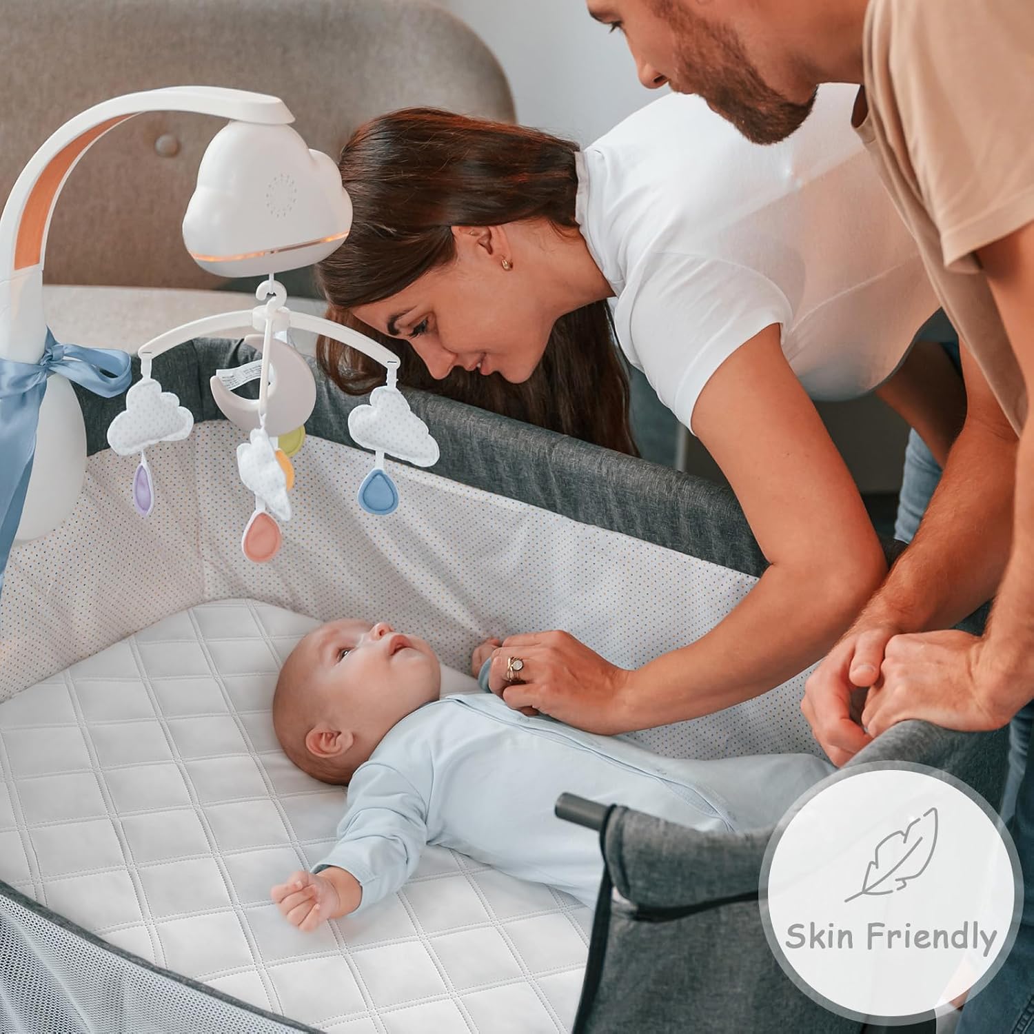Detalle de Yoofoss Next to Me Crib Mattress Protector (2 Pack) 51 x 85 cm Waterproof