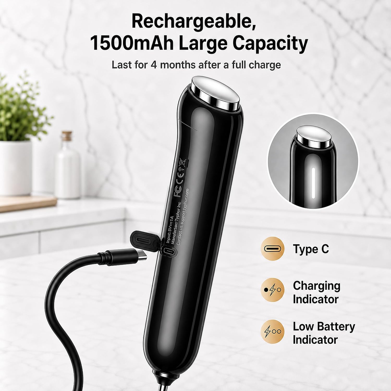 Thumbnail 2 de InstaWhisk Upgraded Milk Frother with Variable Speed – Rechargeable Handheld Wand