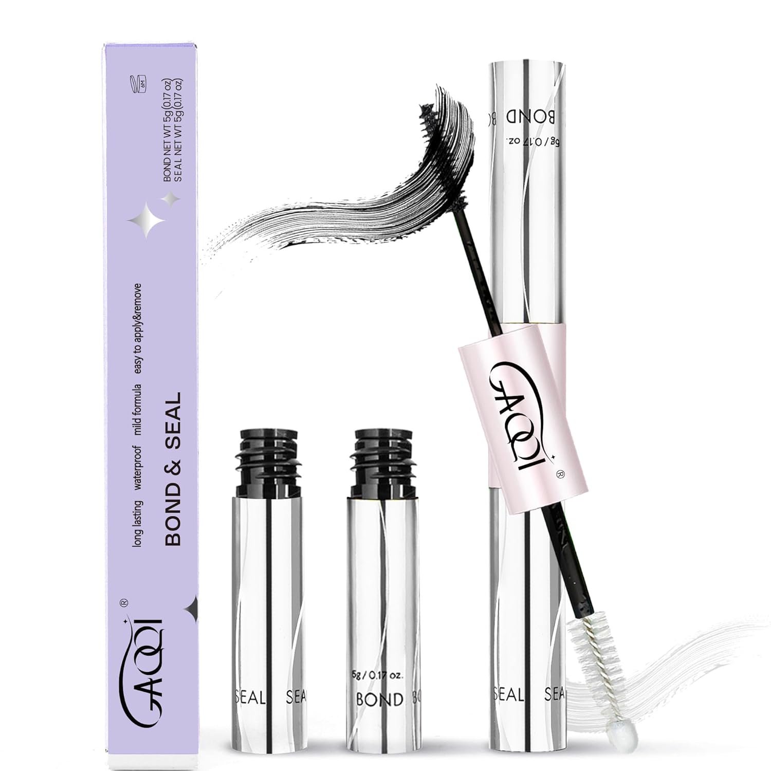 Detalle de GAQQI Lash Bond & Seal: Waterproof Lash Cluster Glue with Dual-Ended Application