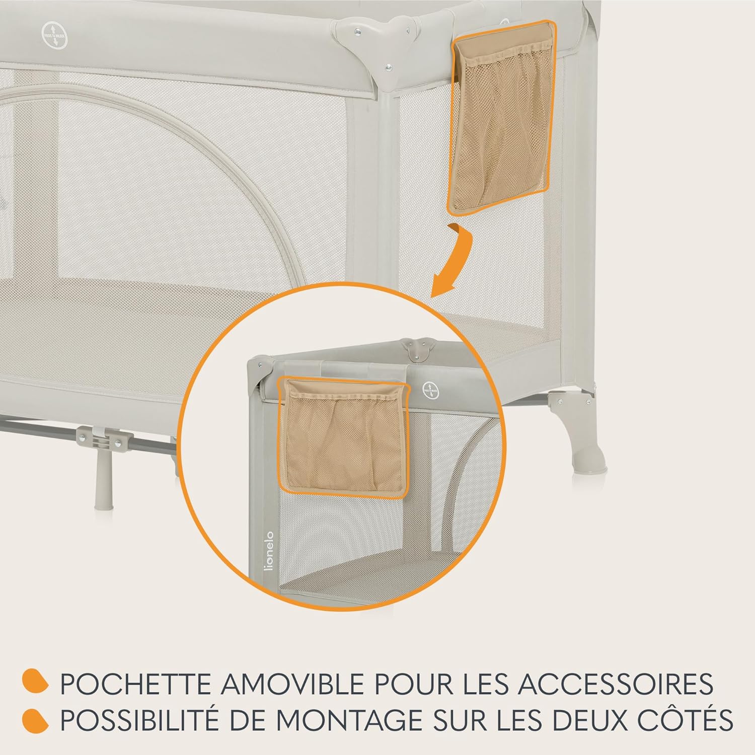 Thumbnail 6 de LIONELO Laura 2en1 Lit de Voyage et Parc Bébé – jusqu'à 15 kg, beige sand / gris