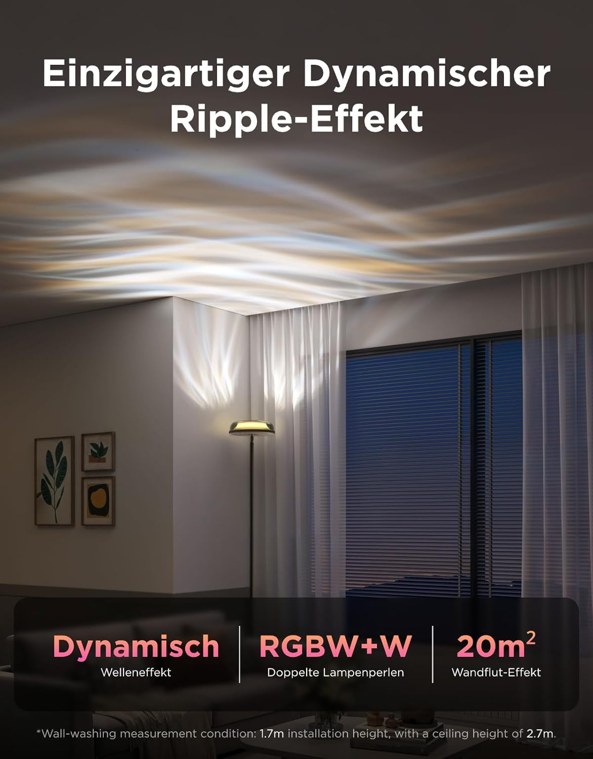 Thumbnail 2 de Govee Stehlampe Wohnzimmer Deckenfluter Wellenbeleuchtung RGBICWW mit 3-Zonen, Matter & Alexa